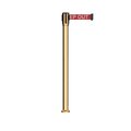 Montour Line Retractable Belt Fixed Stanchion, 2ft Pol.Brass Post  11ft. RDang MX530F-PB-DANGERW-110